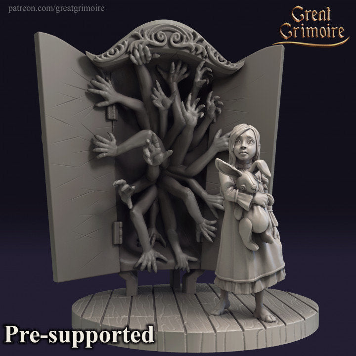 Little Girl & The Monster in the Closet from "Mystique Labs" By Great Grimoire Miniatures