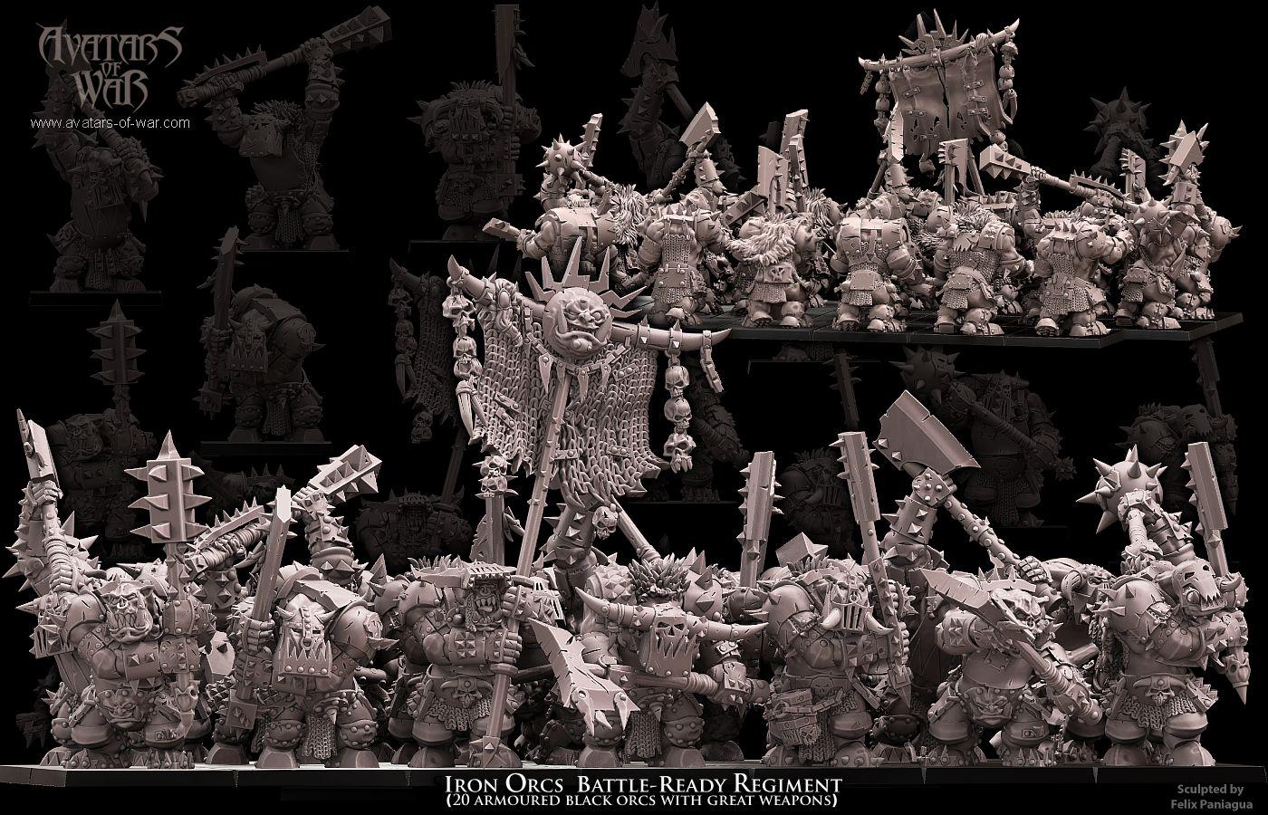Iron Orcs with great weapons Unit Battle Ready by Avatars of War Miniatures