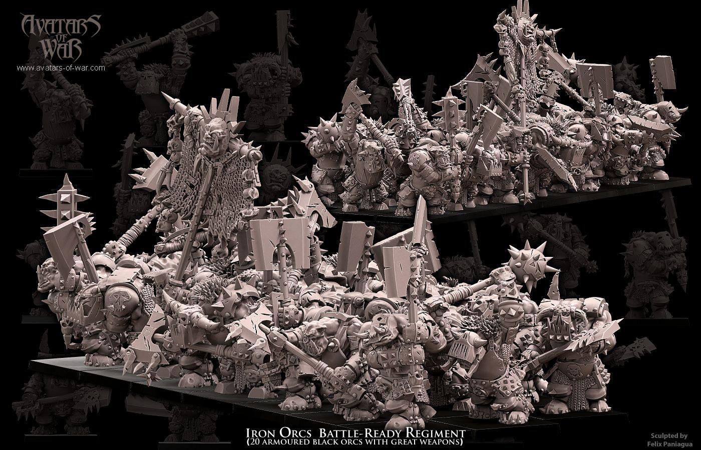 Iron Orcs with great weapons Unit Battle Ready by Avatars of War Miniatures