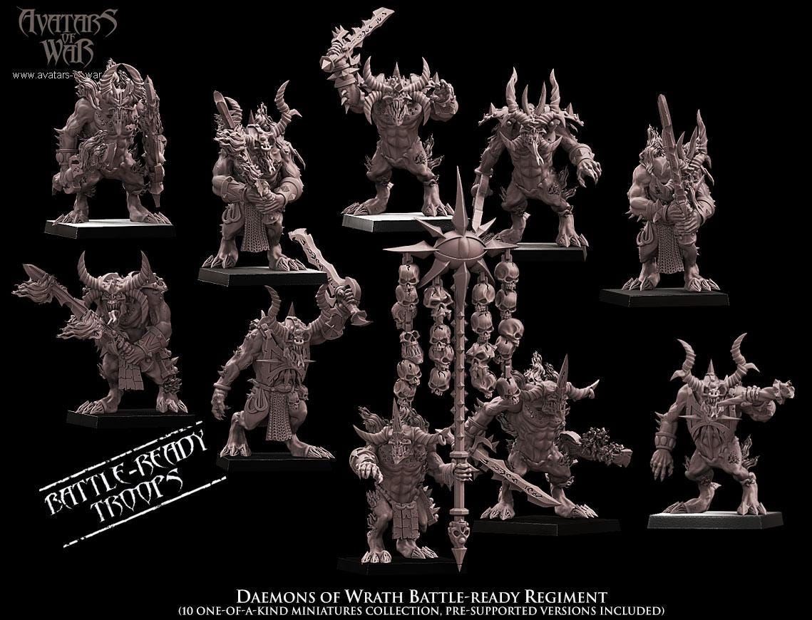 Daemons of Wrath Battle-Ready regiment by Avatars of War Miniatures