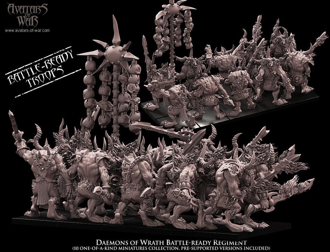 Daemons of Wrath Battle-Ready regiment by Avatars of War Miniatures