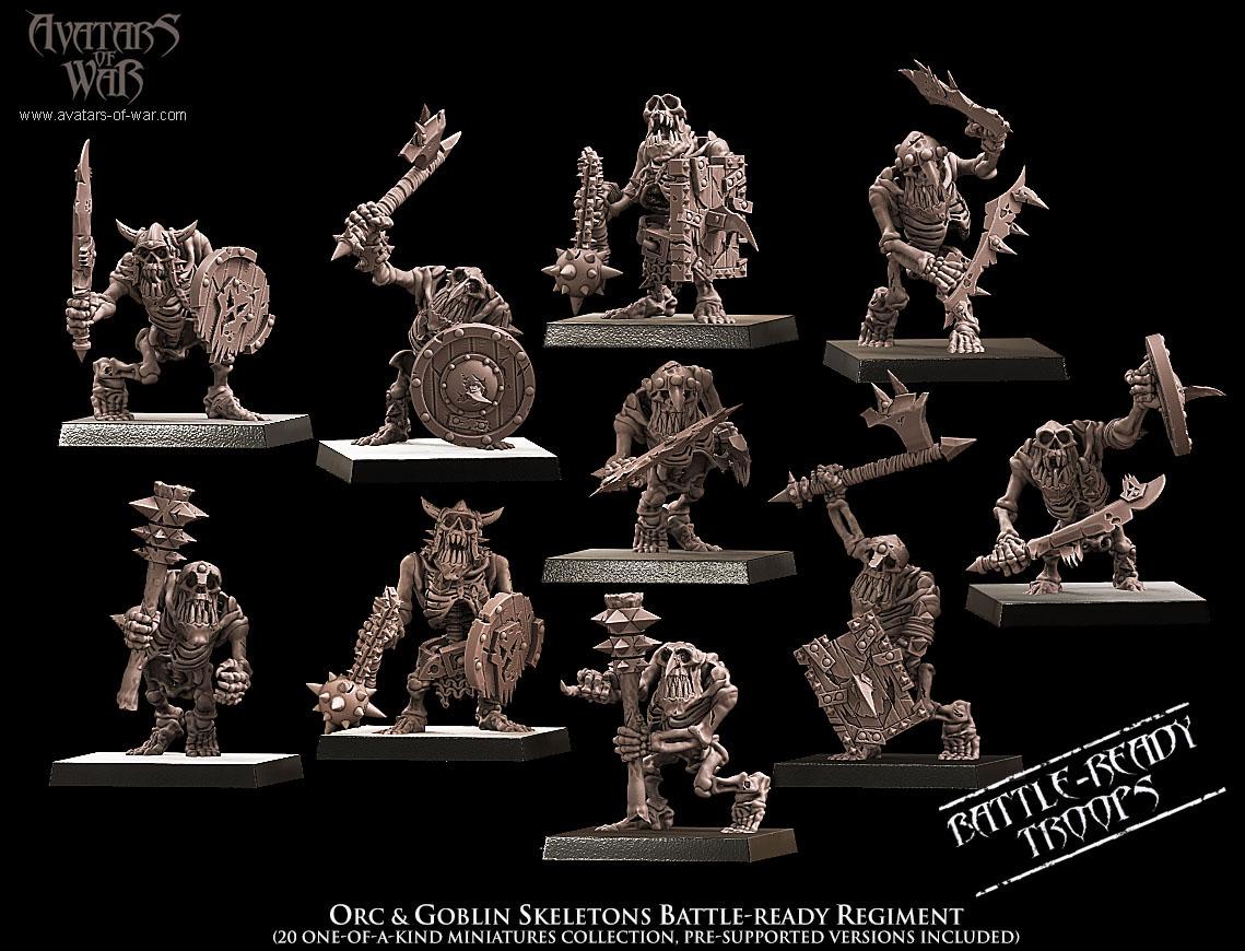 Undead Orc & Goblin Skeletons Battle-Ready regiment by Avatars of War Miniatures