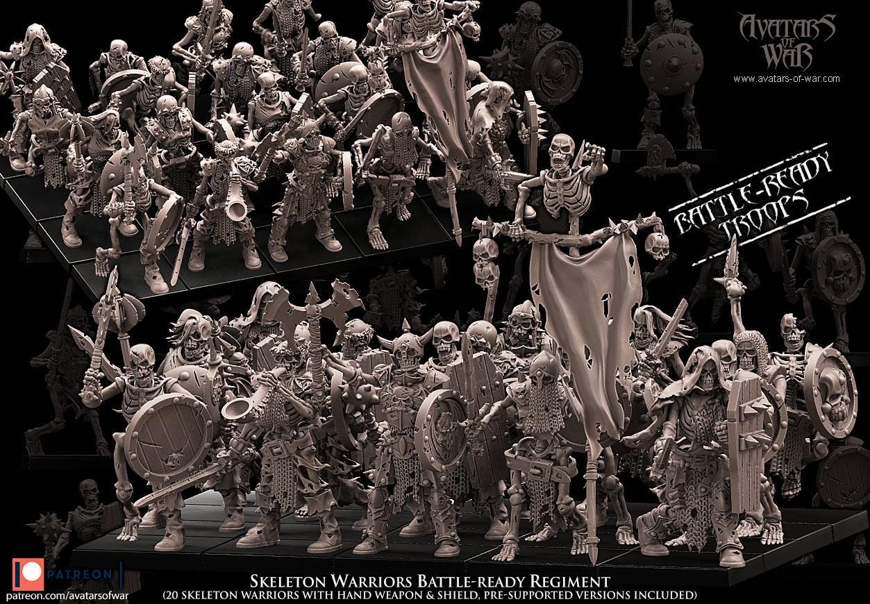 Undead Skeleton Warriors Battle-Ready regiment by Avatars of War Miniatures