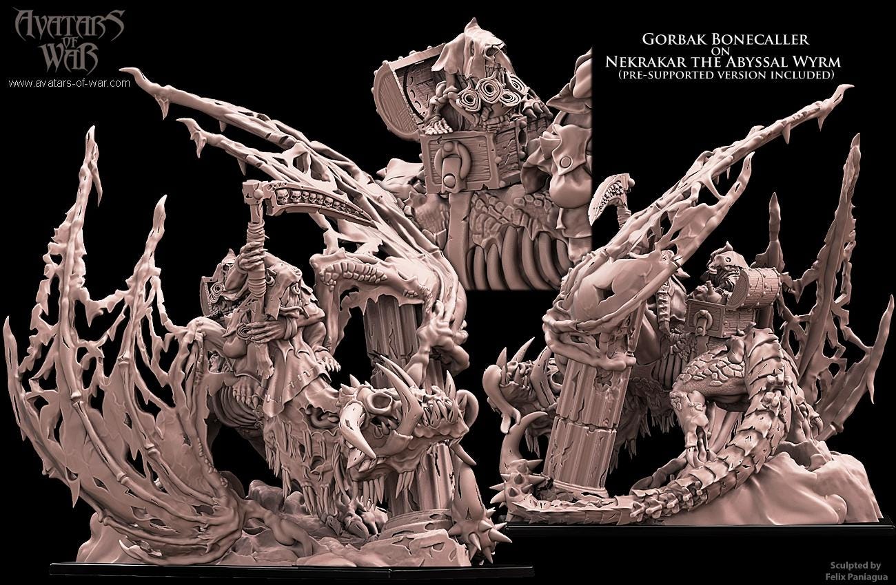 Orc Necromancer on Abyssal Wyrm by Avatars of War Miniatures