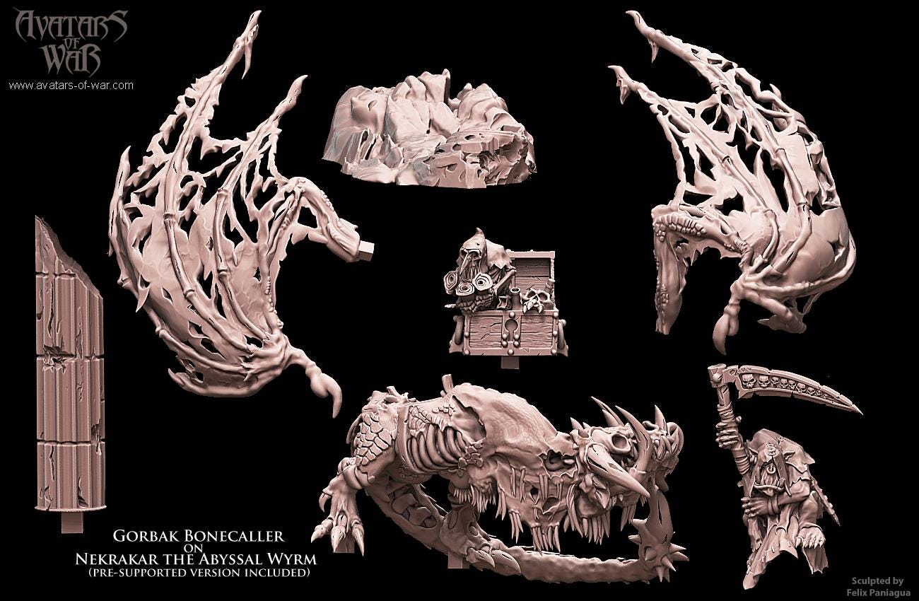 Orc Necromancer on Abyssal Wyrm by Avatars of War Miniatures