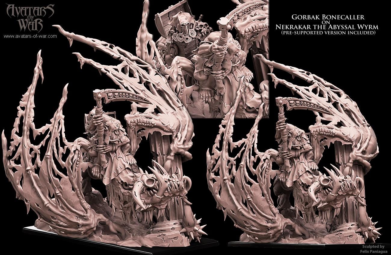 Orc Necromancer on Abyssal Wyrm by Avatars of War Miniatures