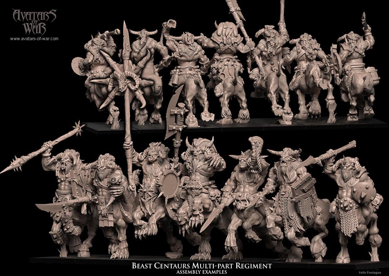 Beast Centaurs multi-part regiment Unit by Avatars of War Miniatures
