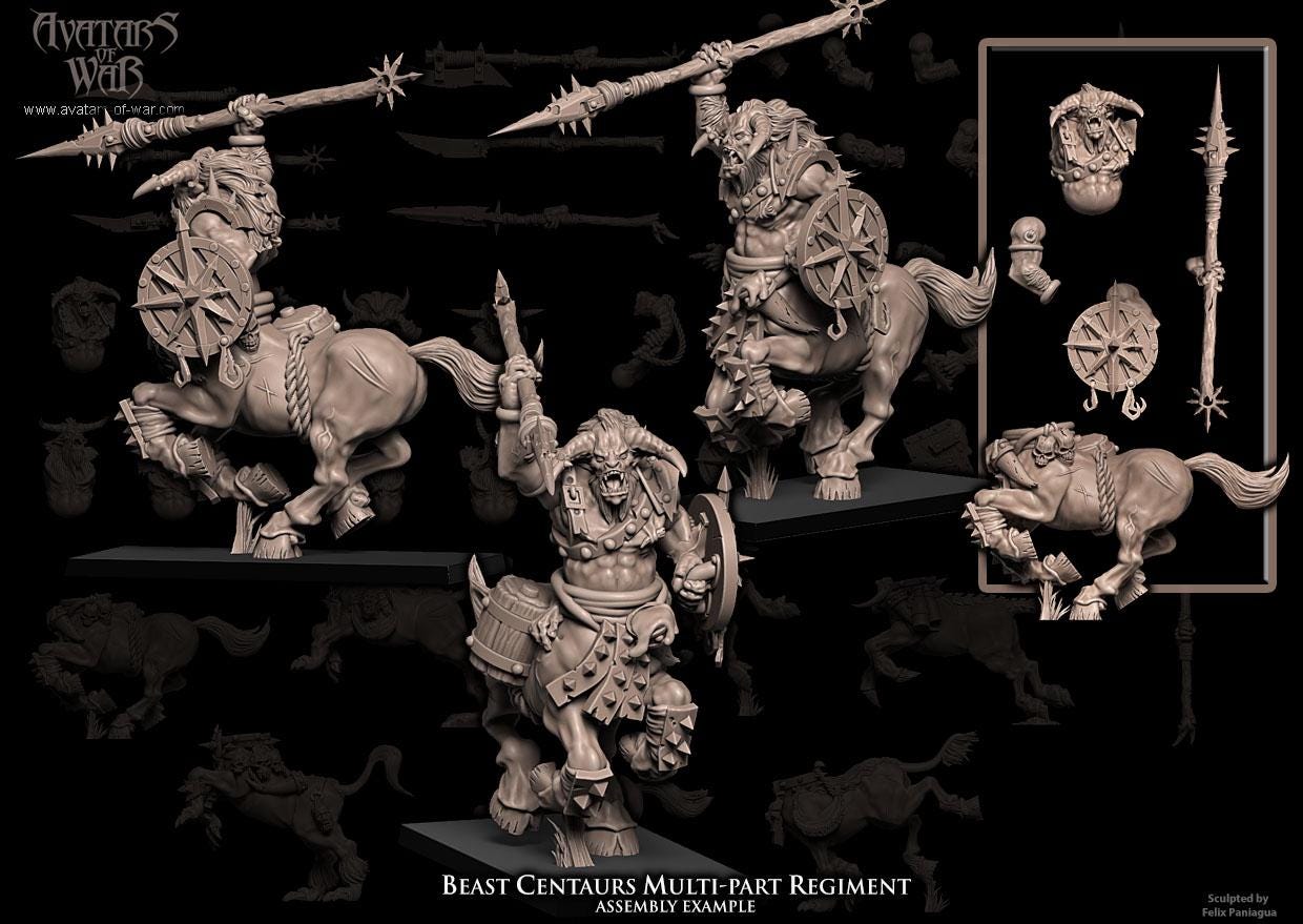 Beast Centaurs multi-part regiment Unit by Avatars of War Miniatures