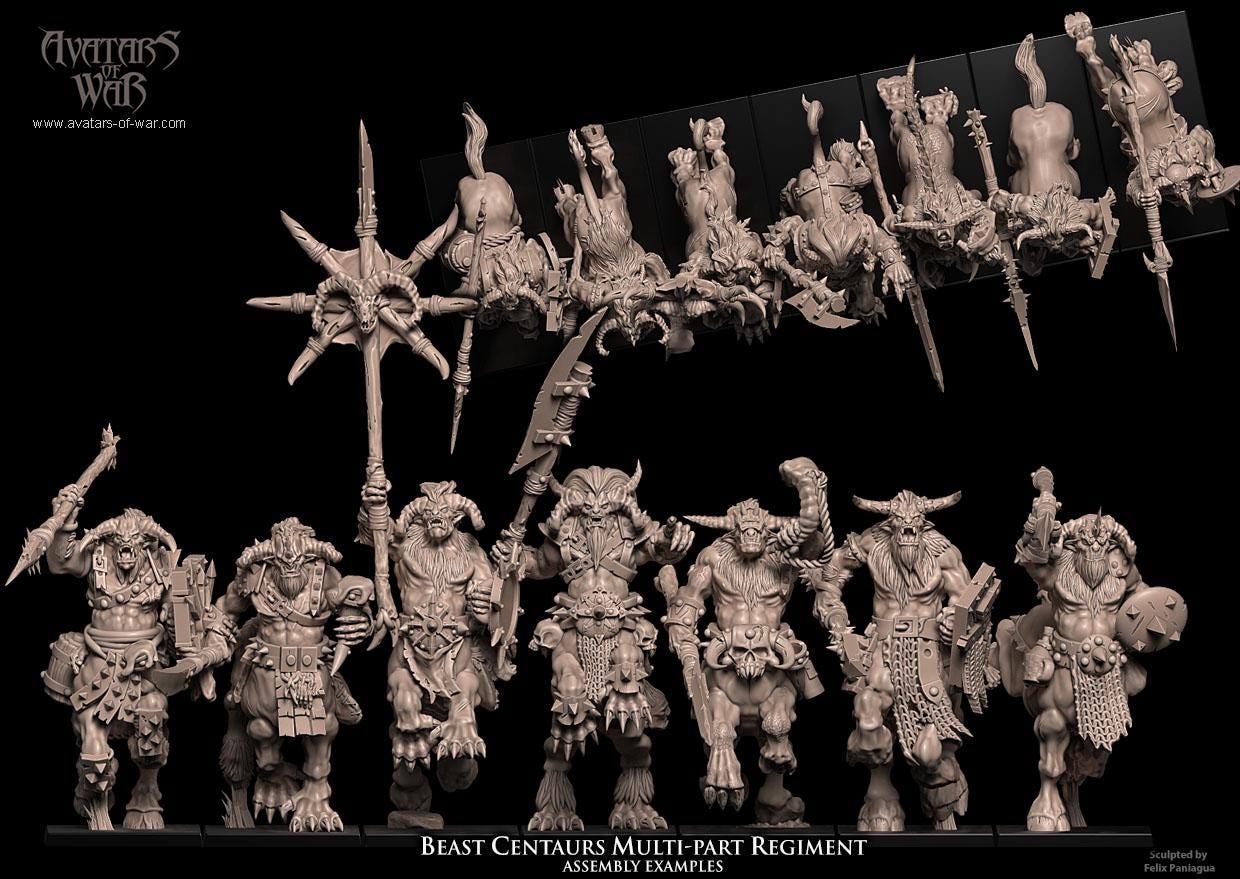Beast Centaurs multi-part regiment Unit by Avatars of War Miniatures