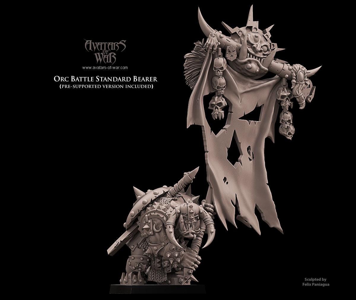 Orc Battle Standard Bearer by Avatars of War Miniatures
