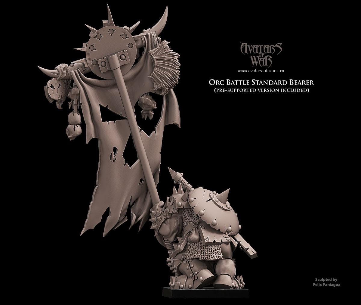 Orc Battle Standard Bearer by Avatars of War Miniatures