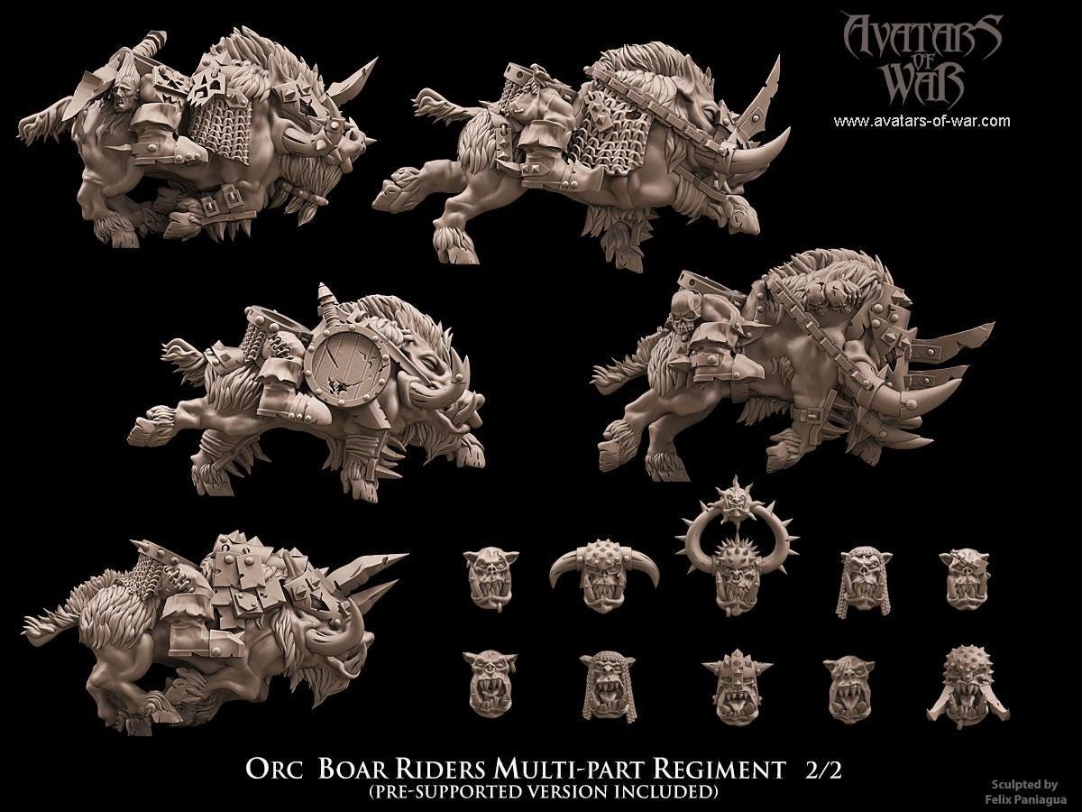 Orc Boar Riders Unit by Avatars of War Miniatures
