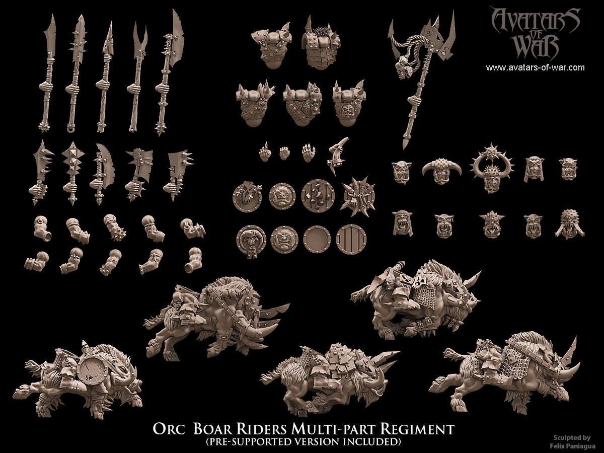 Orc Boar Riders Unit by Avatars of War Miniatures