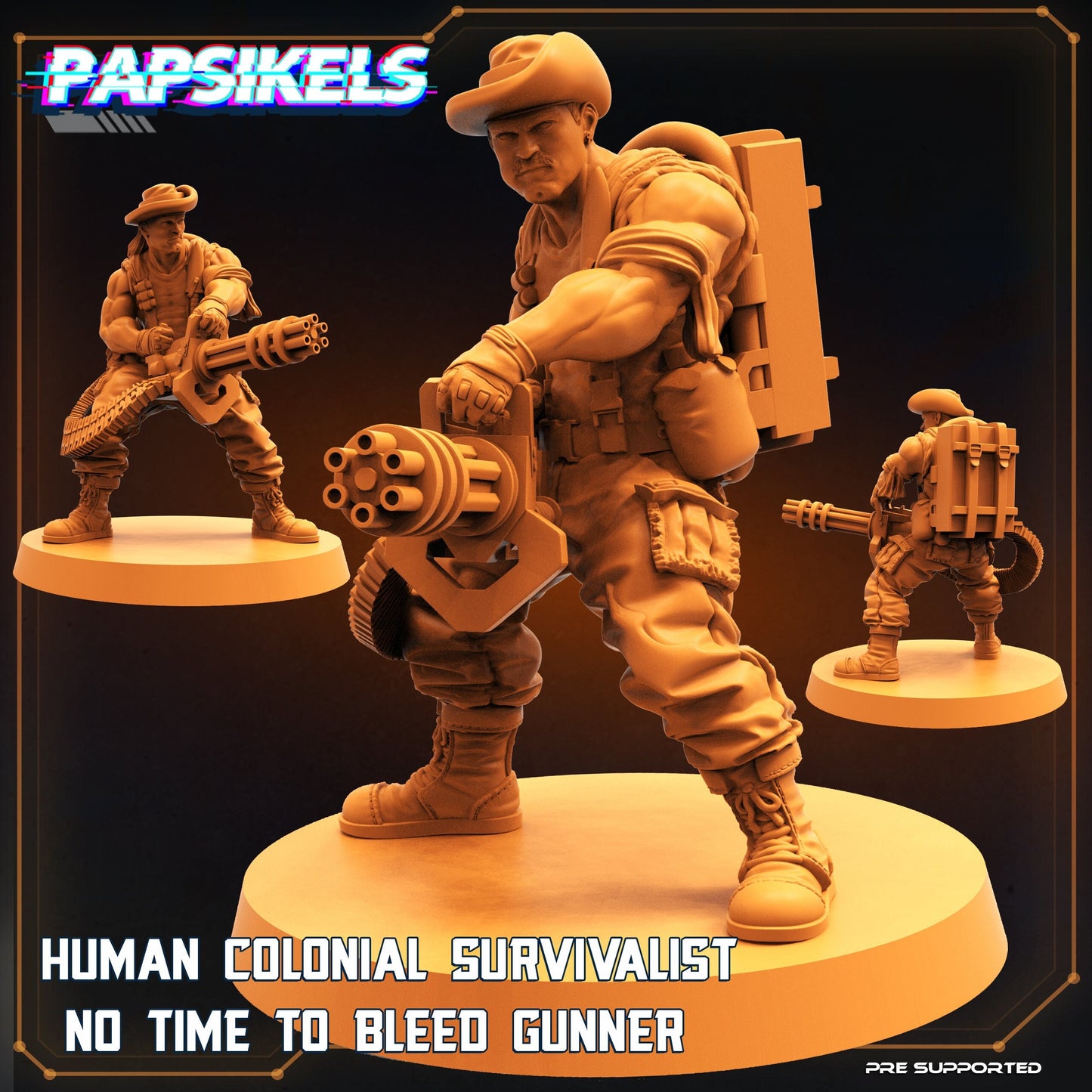 Human Colonial No Time to Bleed Gunner from "Skull Hunters" by Papsikels Miniatures