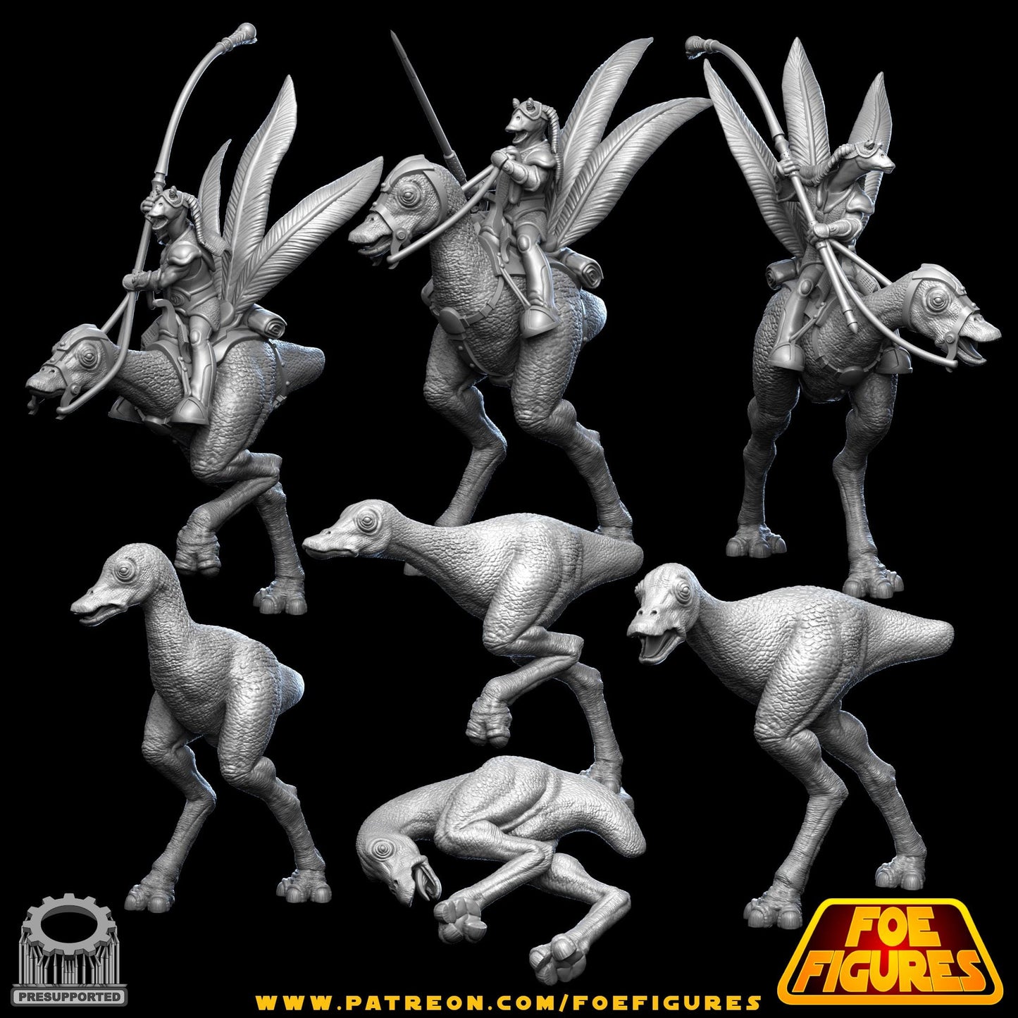 Gungan Kaadu Riders by Foe Figures Miniatures