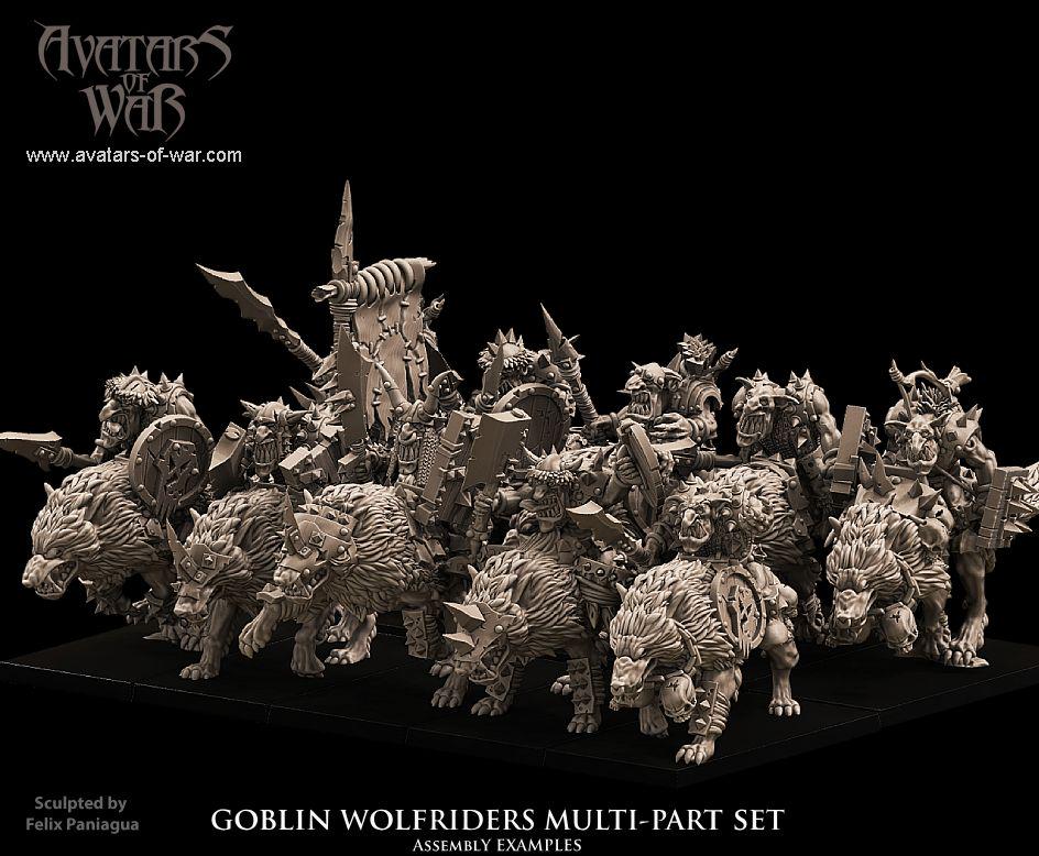 Goblin Wolf Rider Multipart Unit by Avatars of War Miniatures