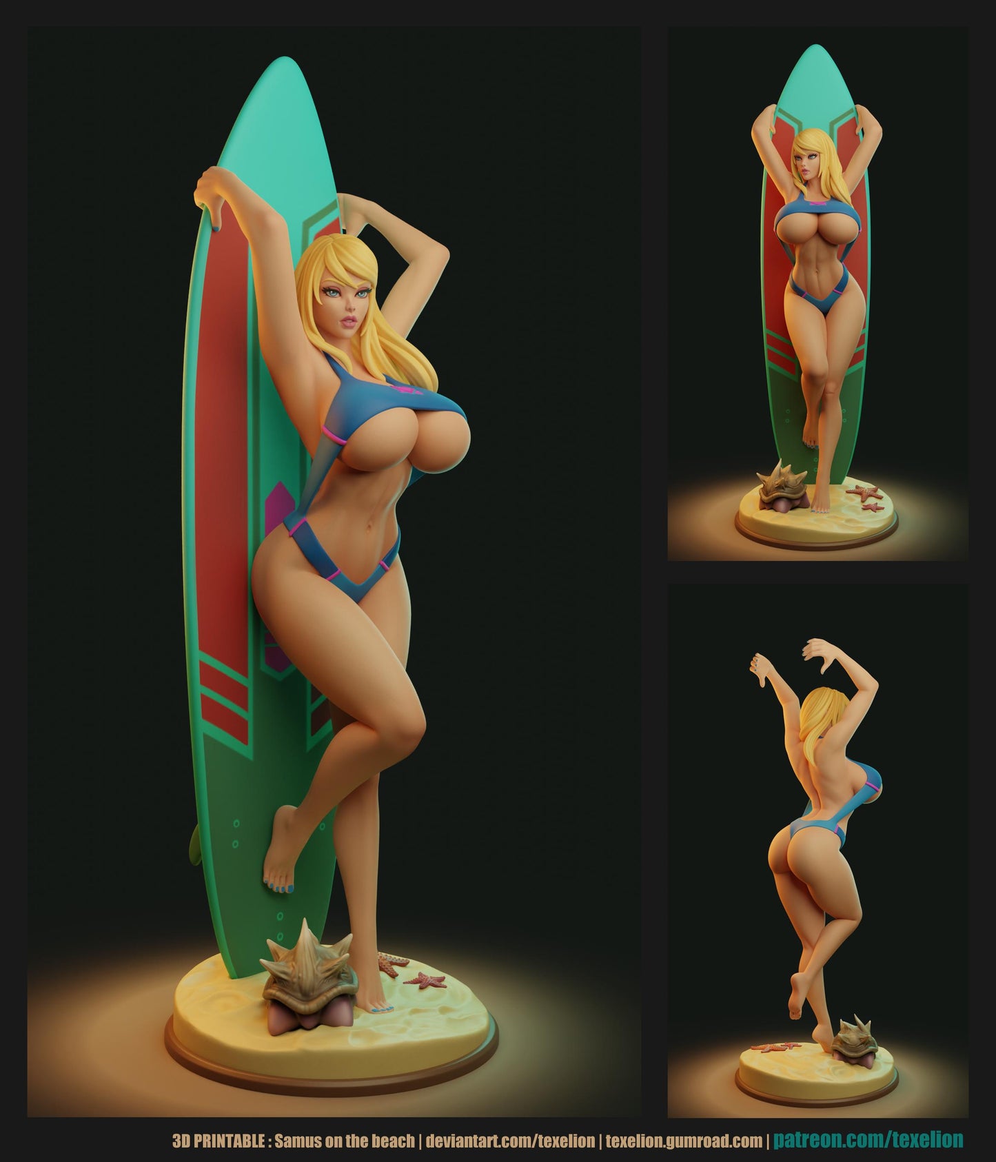 Female Bounty Hunter Surfer by Texelion Pin Up Miniatures