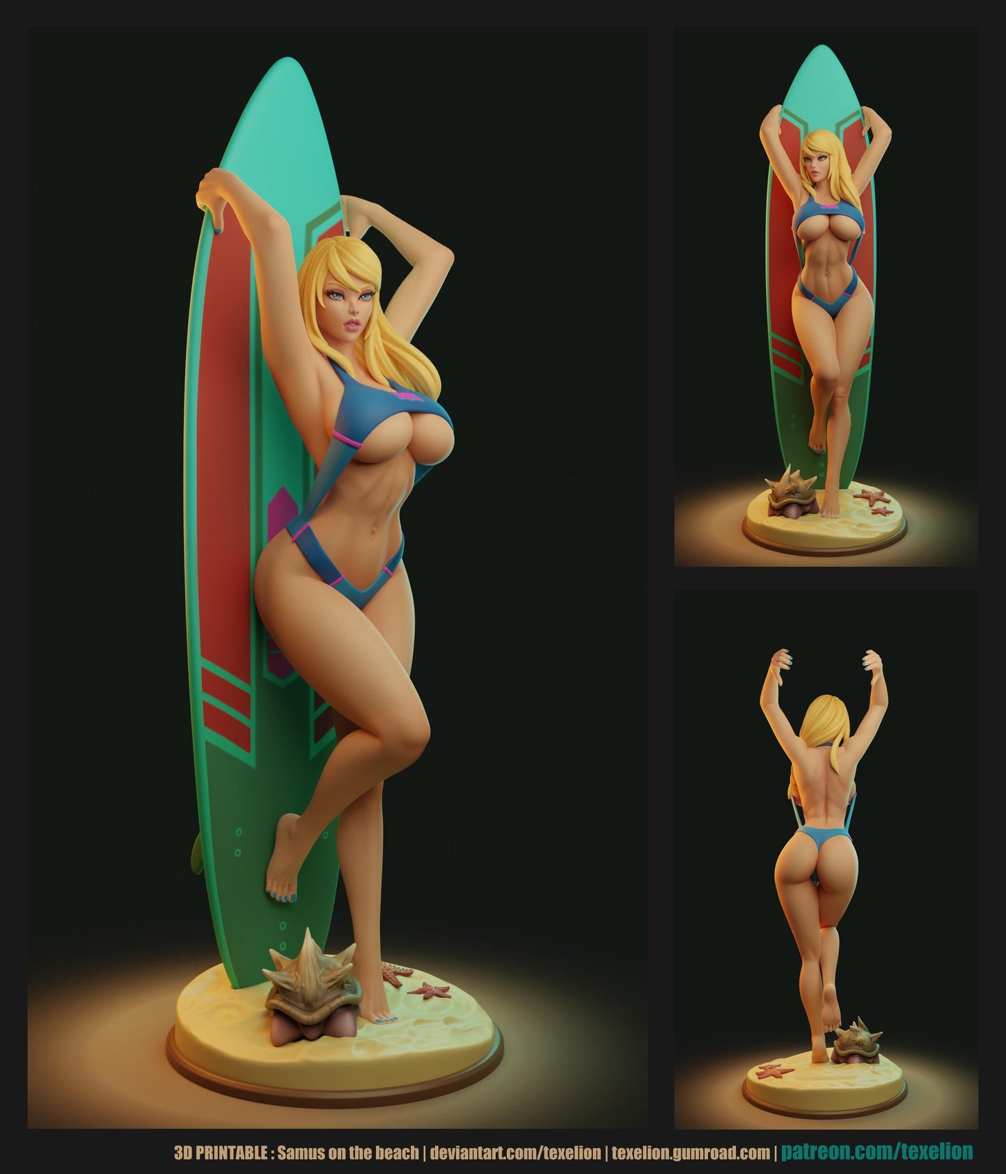 Female Bounty Hunter Surfer by Texelion Pin Up Miniatures
