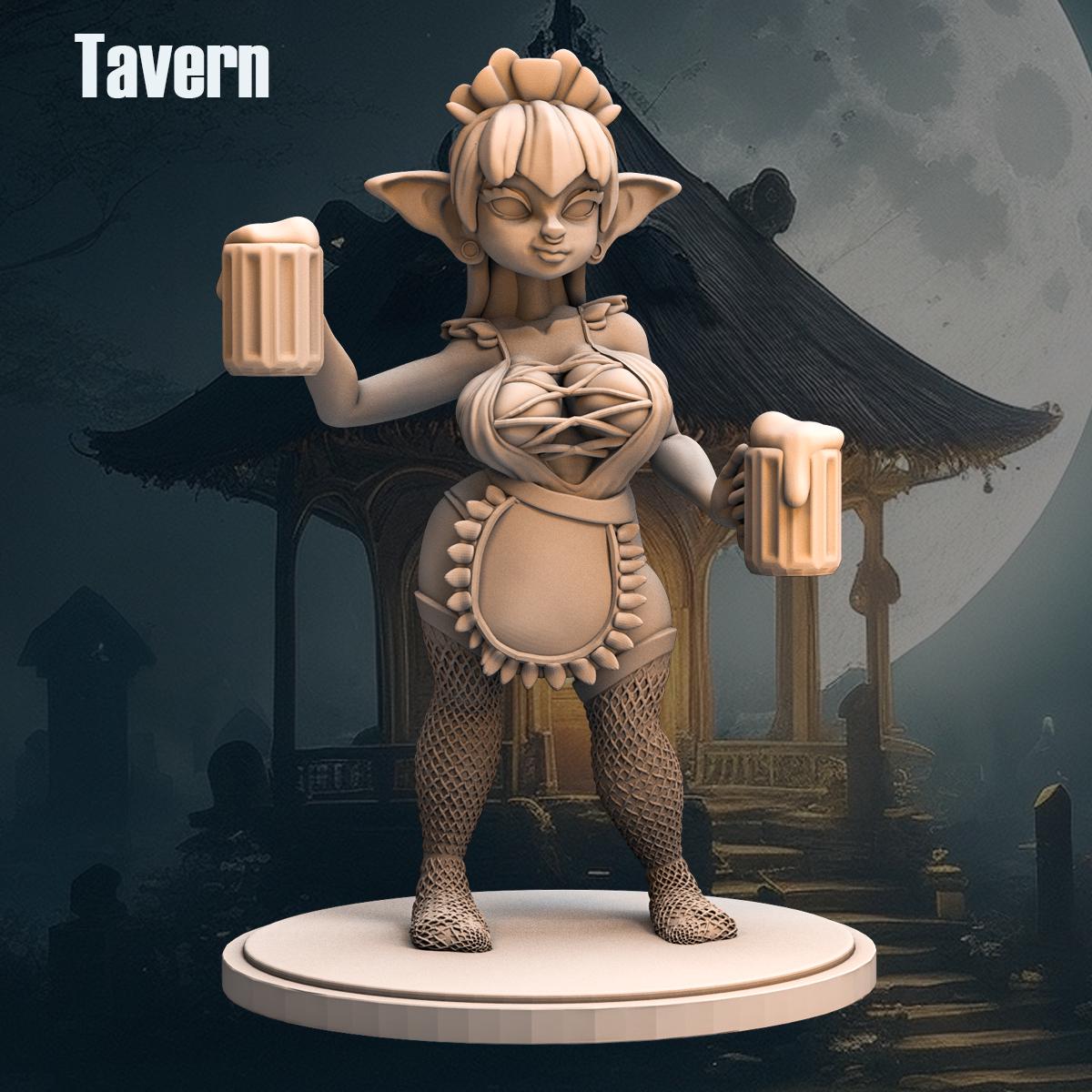 Evelyn Waitress from "Goblin Tavern" by Anexeo Miniatures