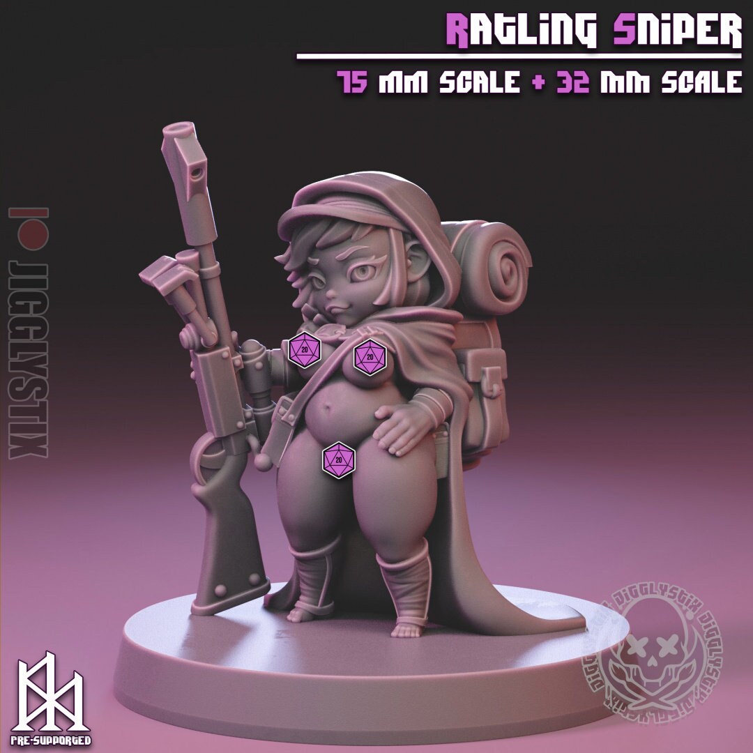 Ratling Sniper by Jigglystix Pin Up Factory Miniatures