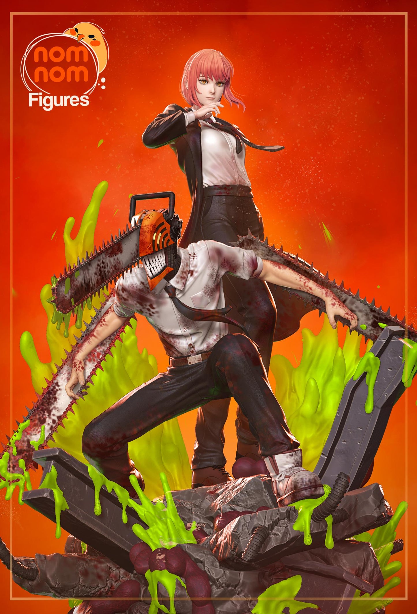 Makima and Denji Statue Model Kit by Nom Nom Figures