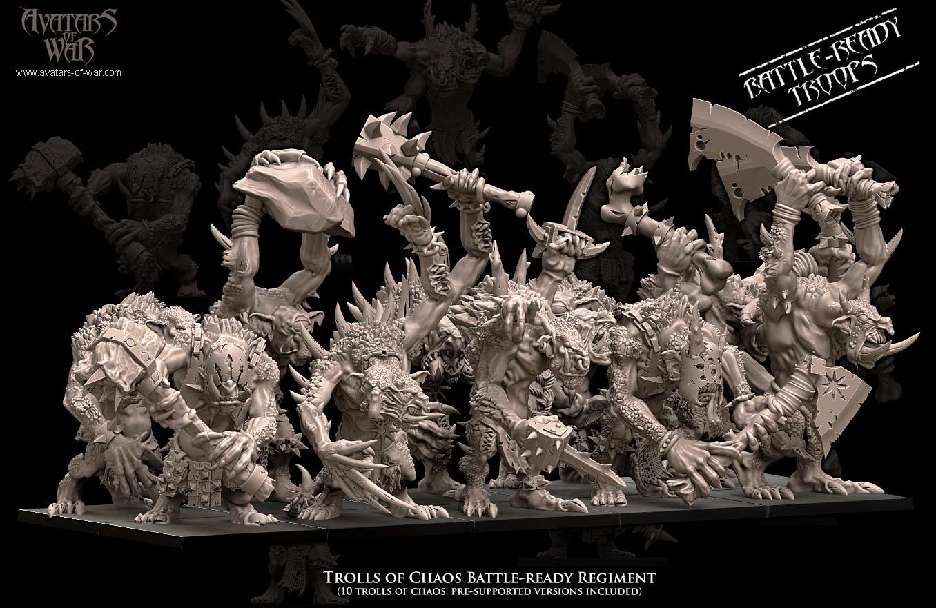 Trolls of Chaos Battle Ready Unit by Avatars of War Miniatures