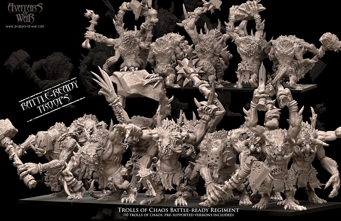 Trolls of Chaos Battle Ready Unit by Avatars of War Miniatures