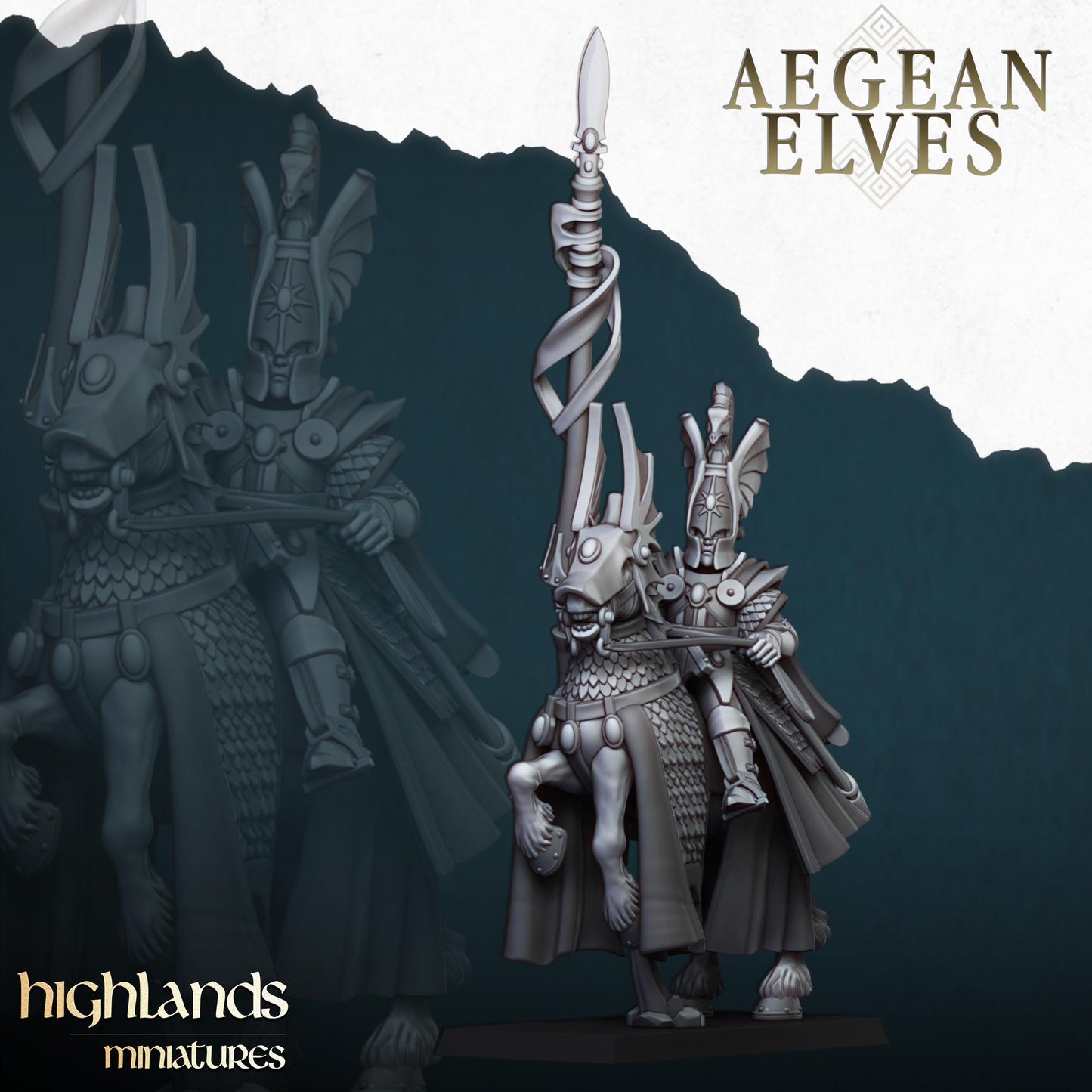 Aegean Elf Mounted Lord of Aegean Elves by Highland Miniatures