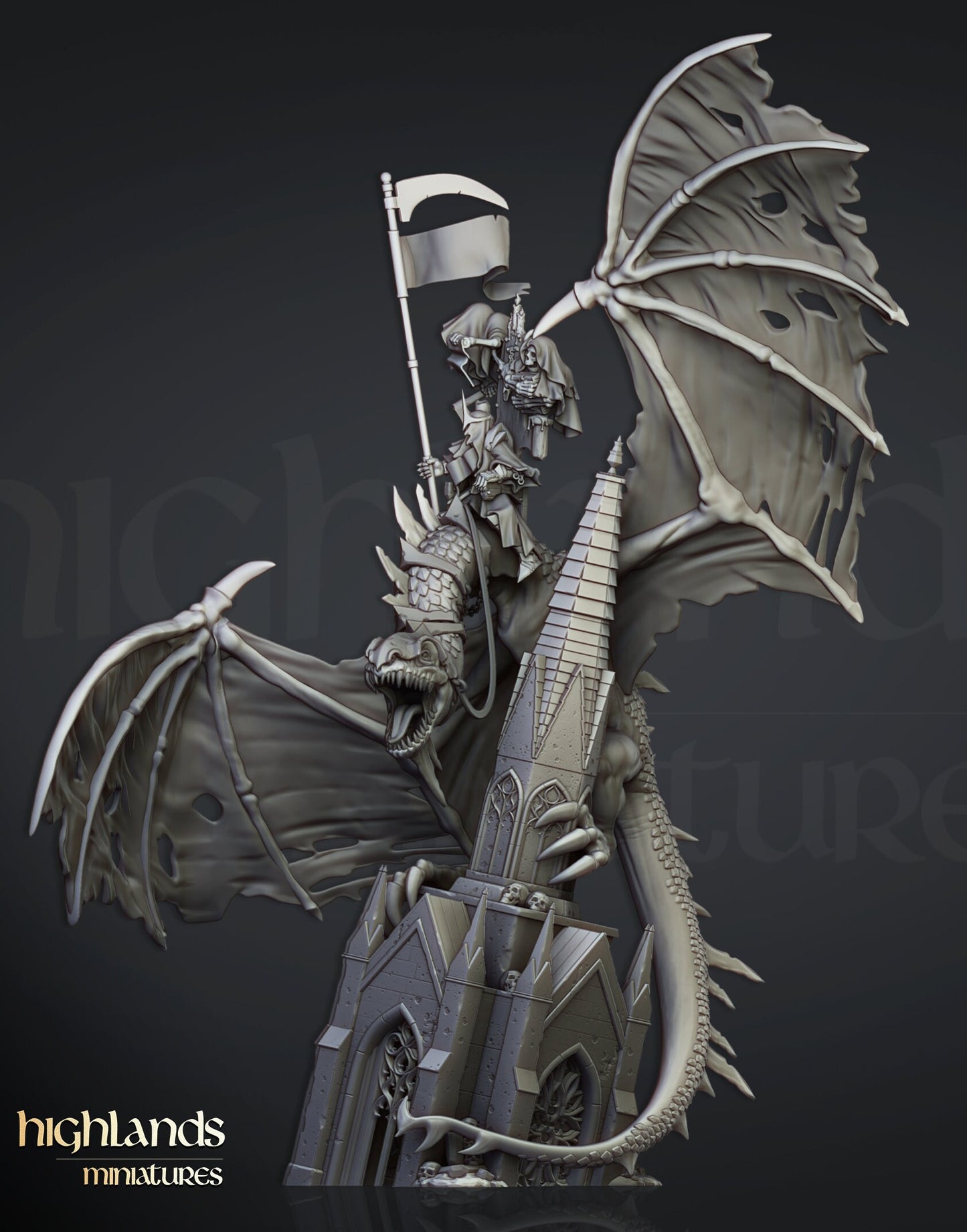 Lord Necromancer on Dragon by Highland Miniatures