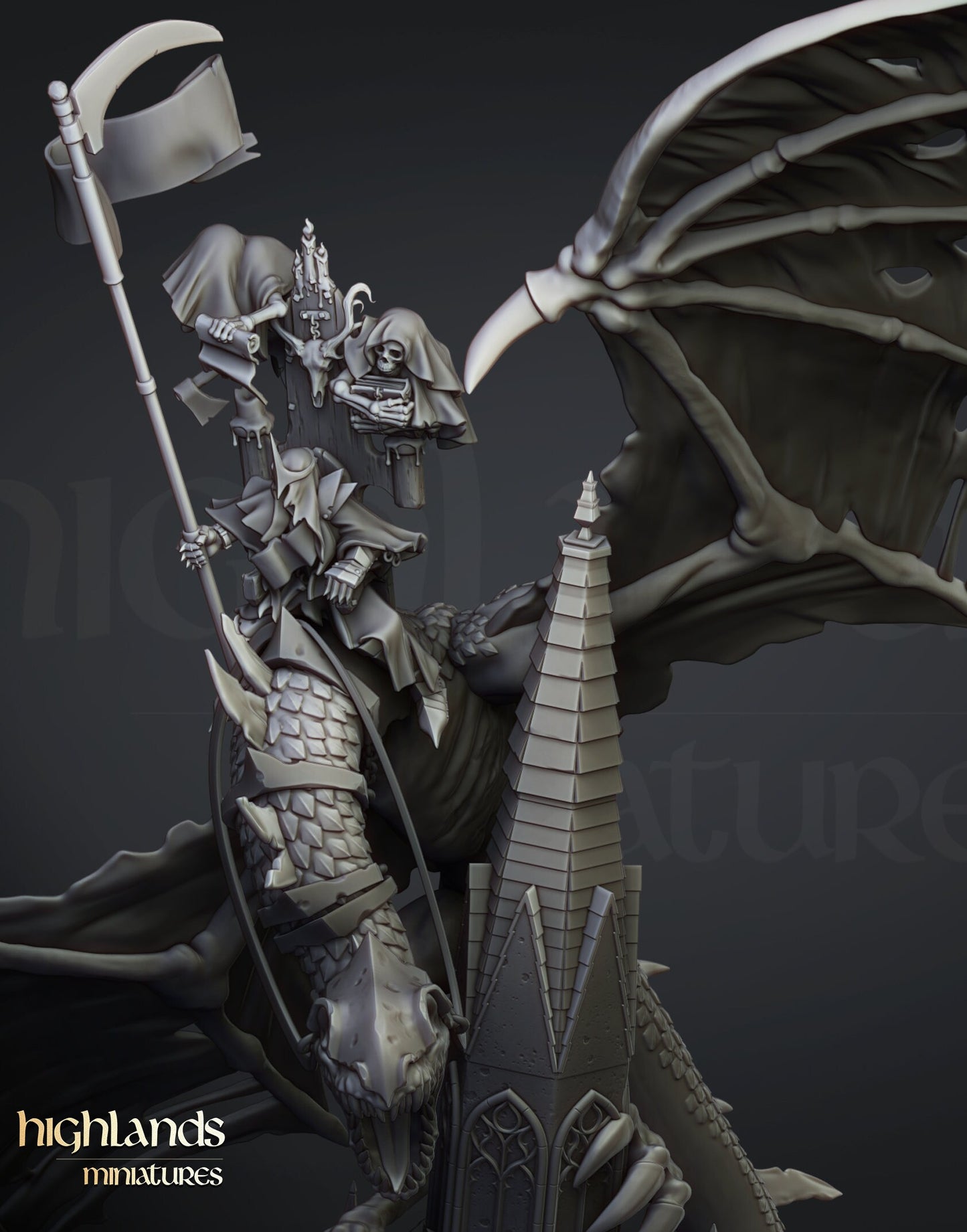 Lord Necromancer on Dragon by Highland Miniatures