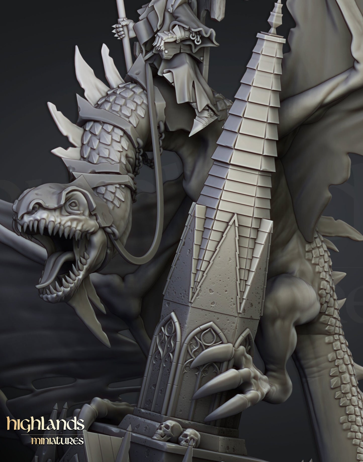 Lord Necromancer on Dragon by Highland Miniatures