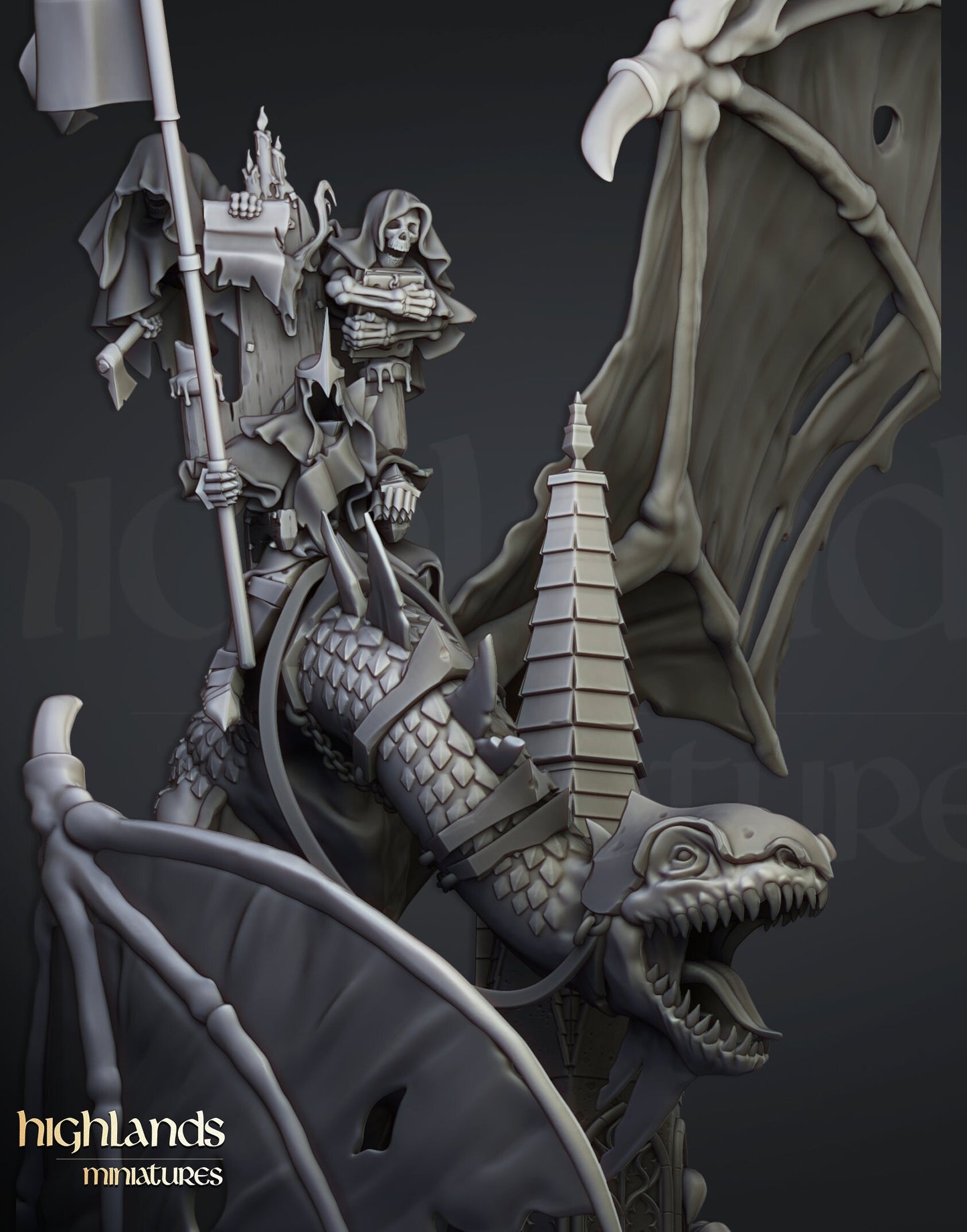 Lord Necromancer on Dragon by Highland Miniatures
