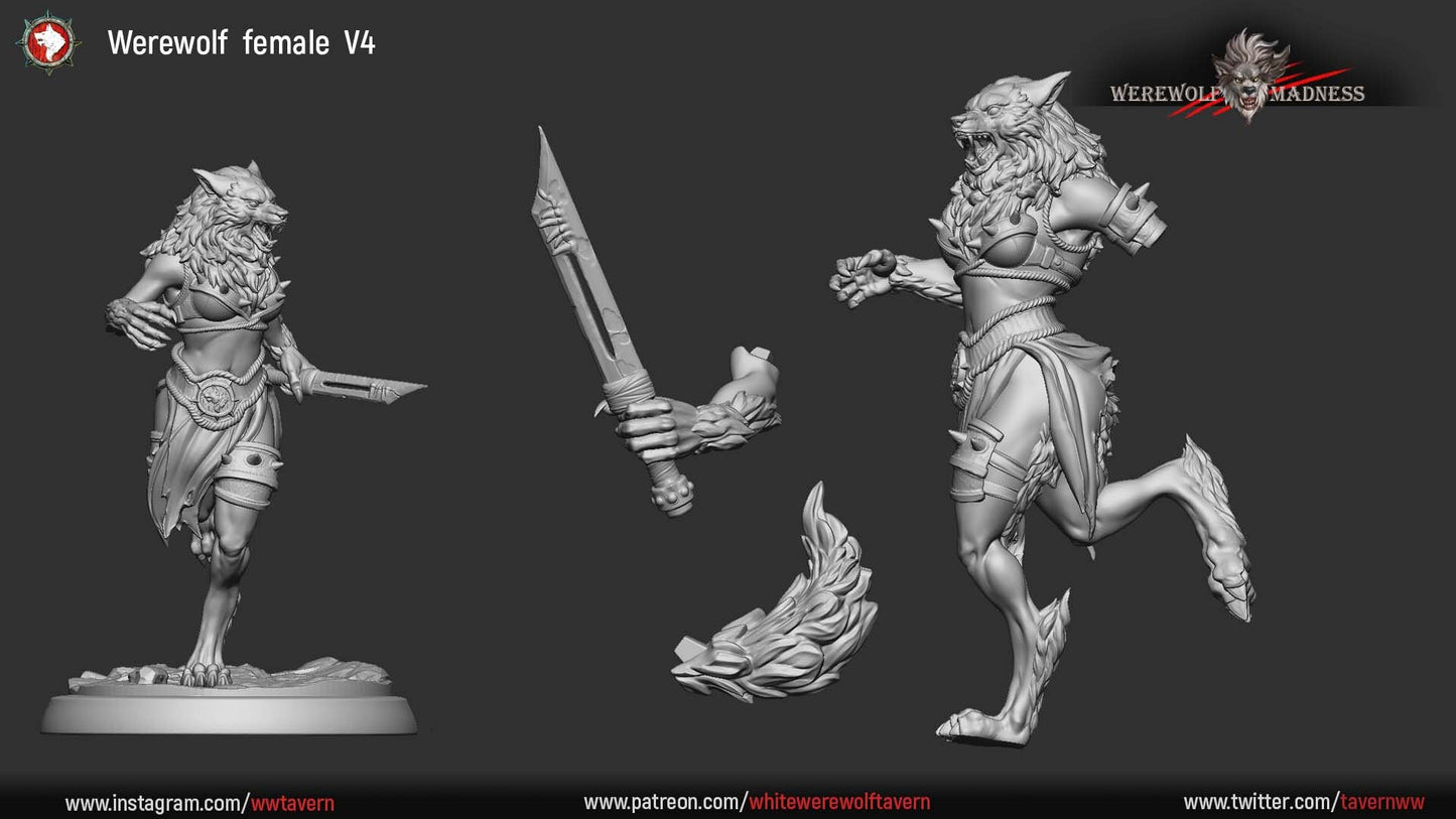 Female Werewolf Warriors from Werewolf Madness" by White Werewolf Tavern Miniatures