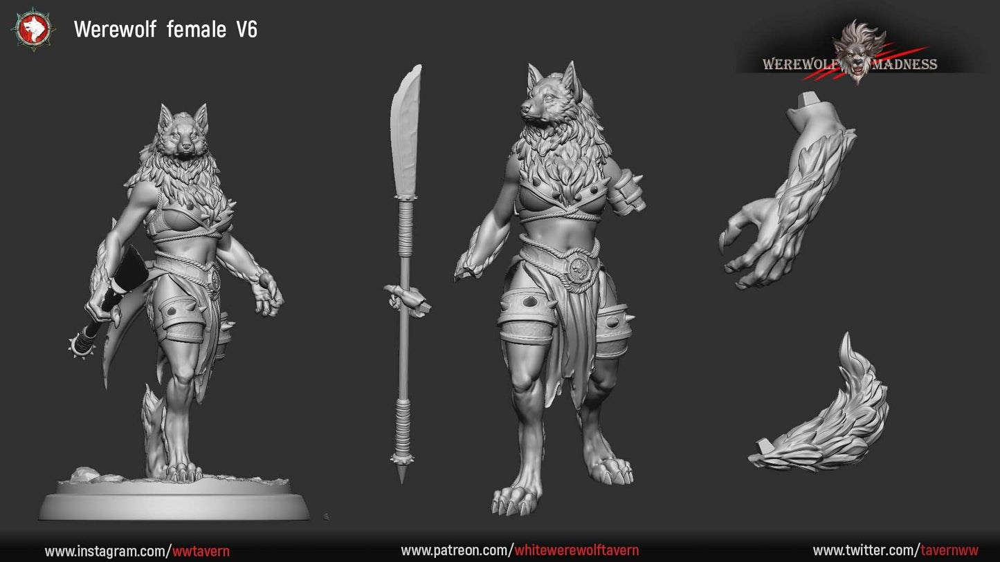 Female Werewolf Warriors from Werewolf Madness" by White Werewolf Tavern Miniatures
