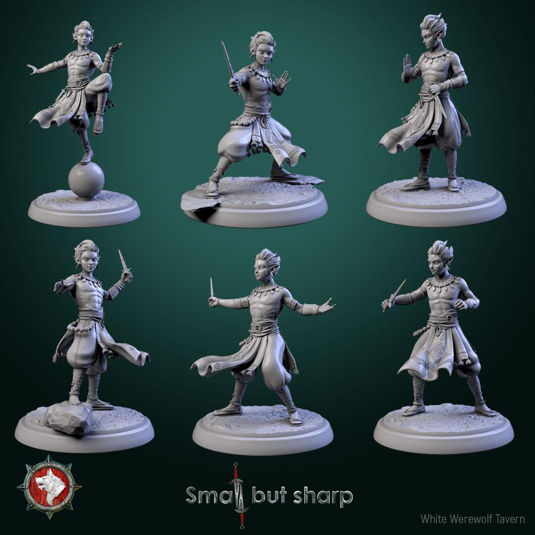 Halfling Monks from "Small but sharp" by White Werewolf Tavern Miniatures