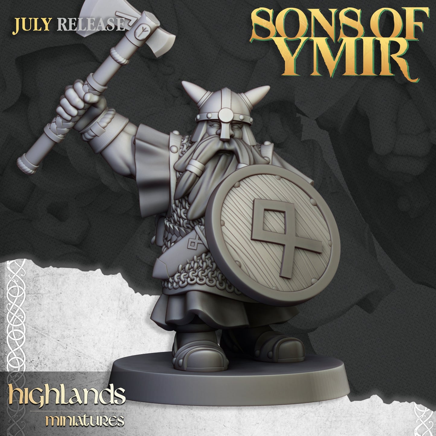 Dwarf Warriors Unit with Axe and Shield by Highland Miniatures