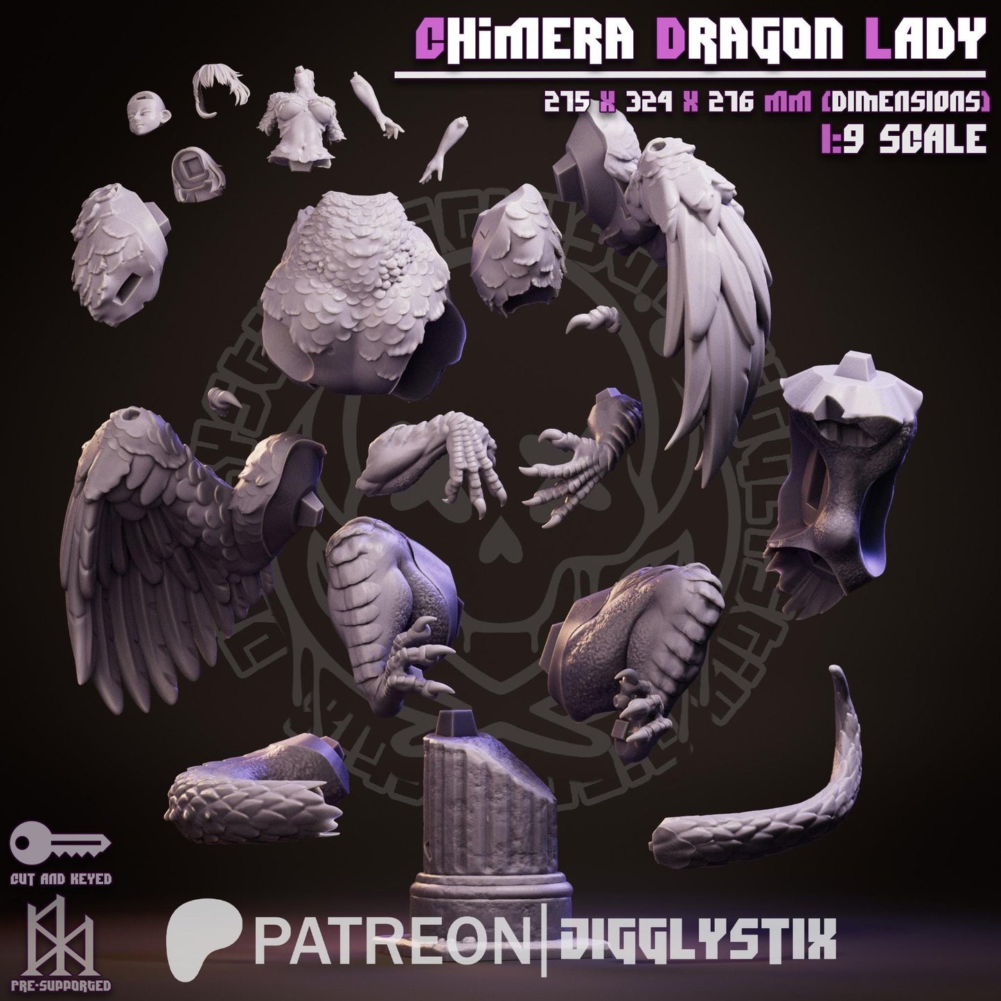 Chimera Dragon Lady by Jigglystix Pin Up Factory Miniatures