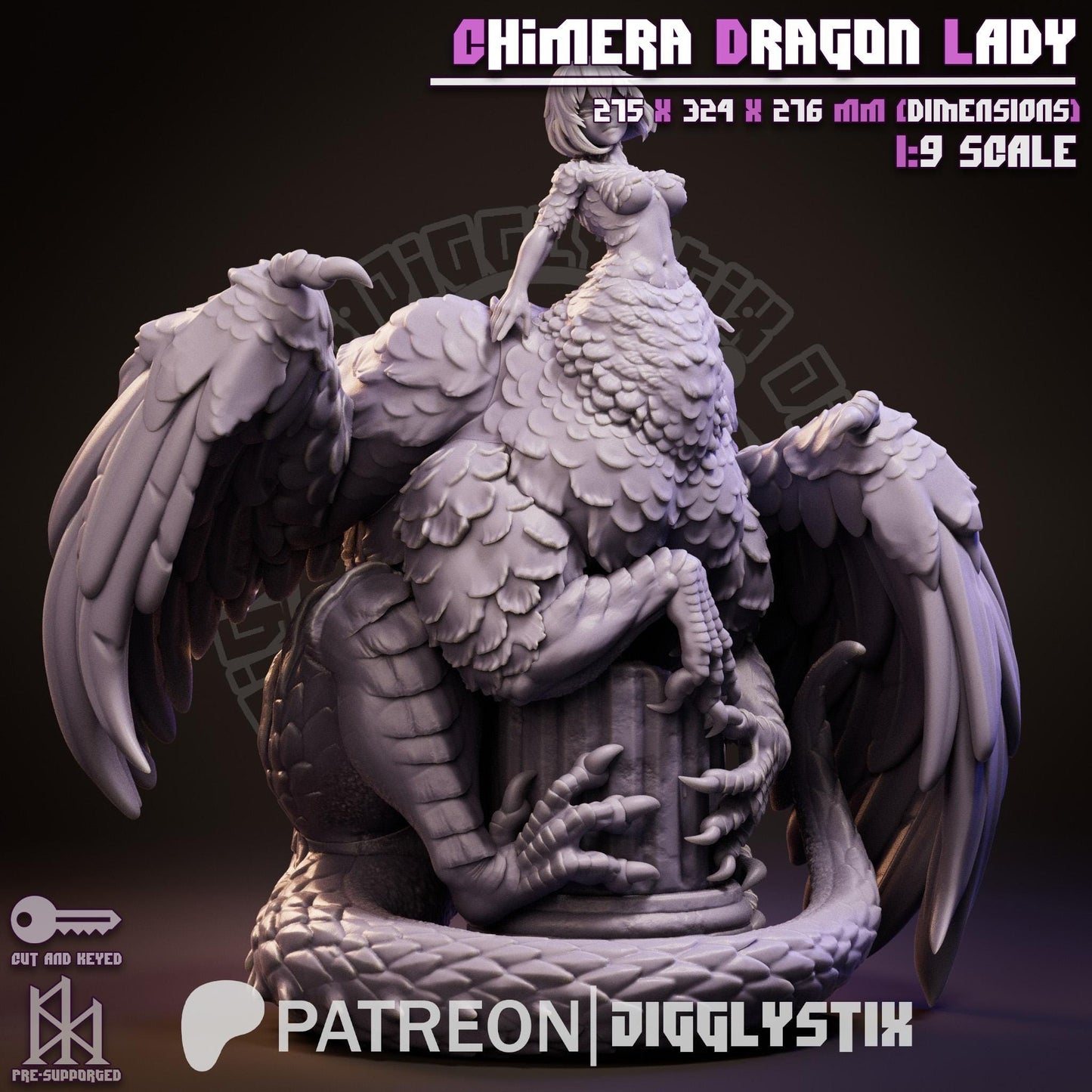 Chimera Dragon Lady by Jigglystix Pin Up Factory Miniatures