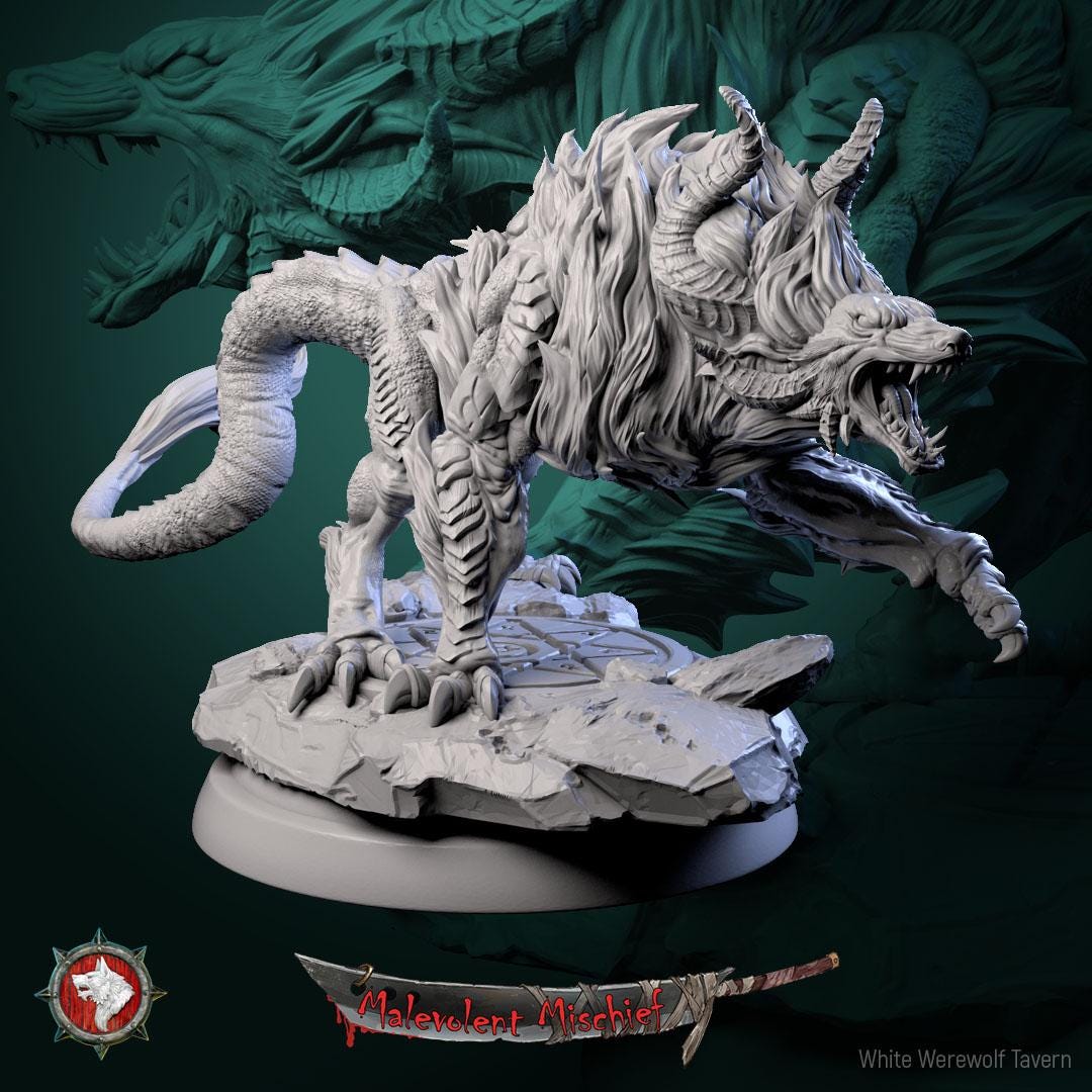 Infernal hounds from "Malevolent Mishcief" by White Werewolf Tavern Minitaures
