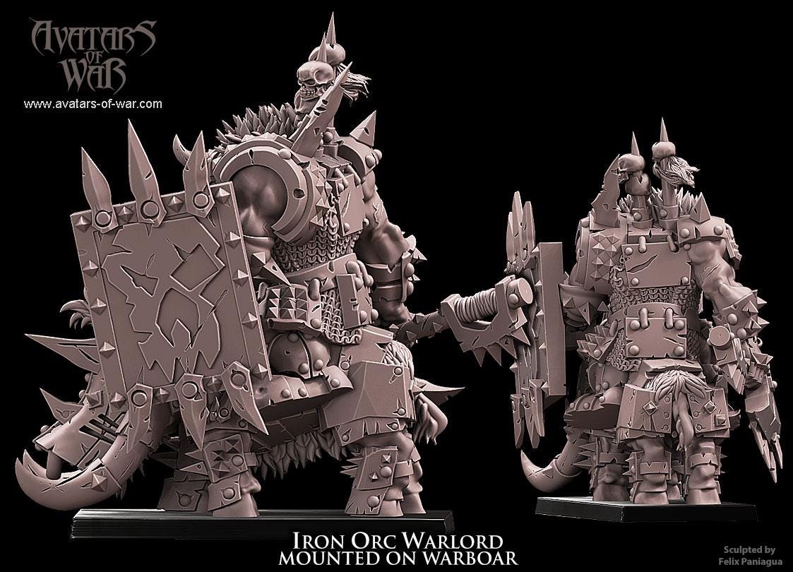 Iron Orc Warlord on Boar by Avatars of War Miniatures
