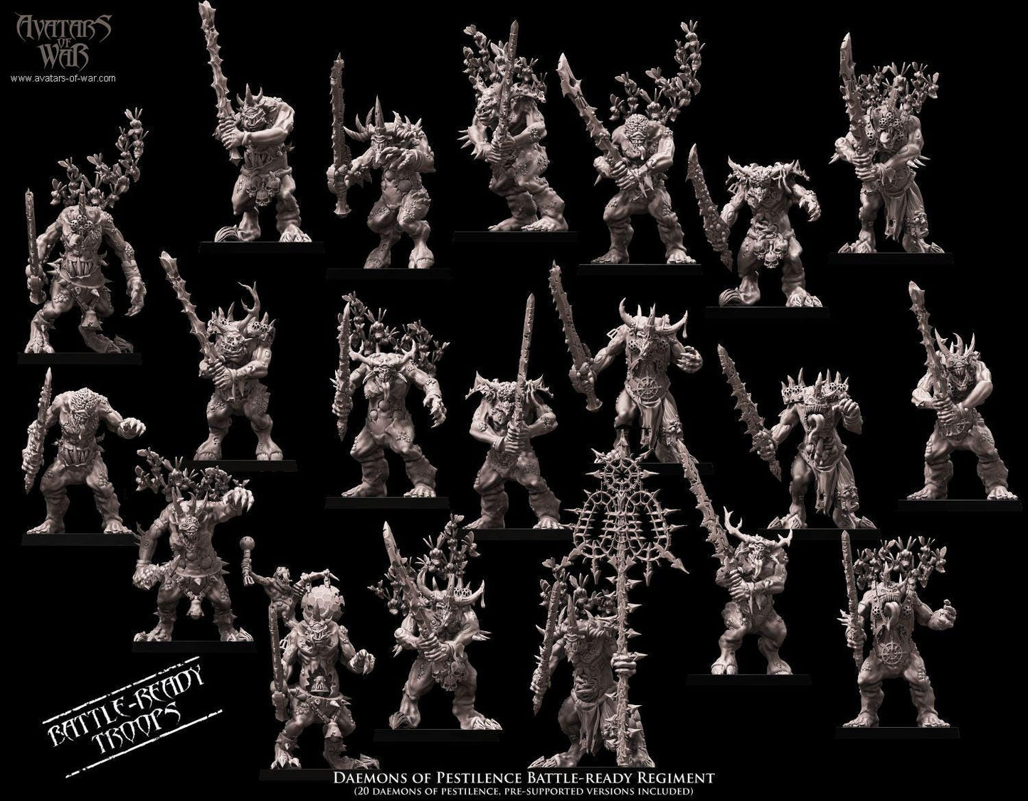Daemons of Pestilence Unit Battle Ready by Avatars of War Miniatures