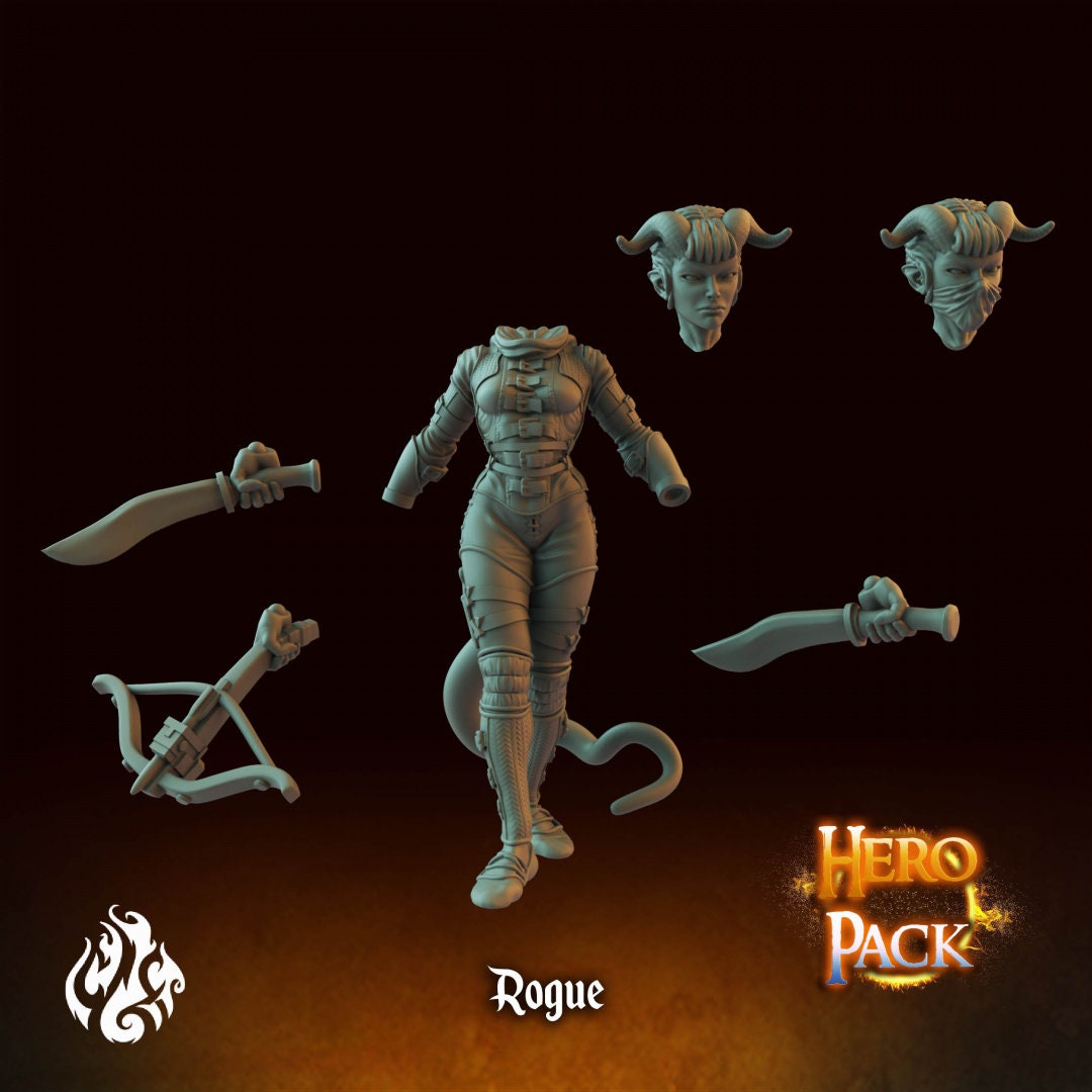 Tiefling Rogue Adventurer by Crippled God Foundry Miniatures RPG DnD