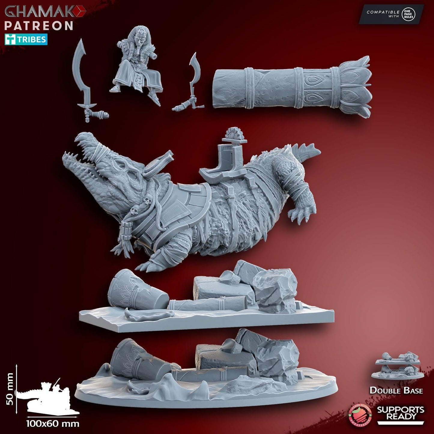 God-King on undead Crocodile by Ghamak Miniatures