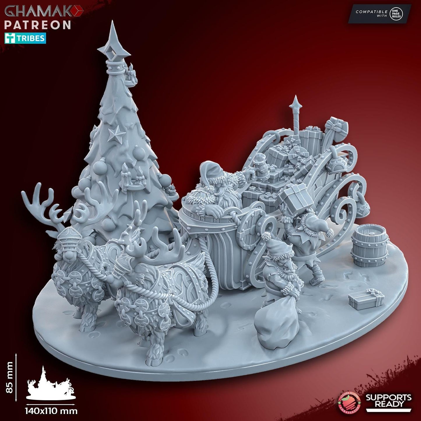 Santa Dwarf and his little helpers Mini Diorama by Ghamak Miniatures