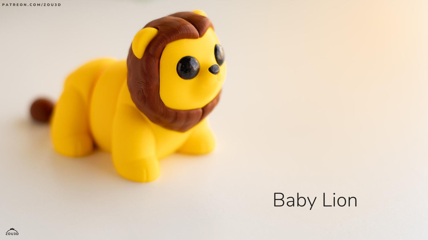 Baby Lion 3D Printed Fidget Toy by Zou3D
