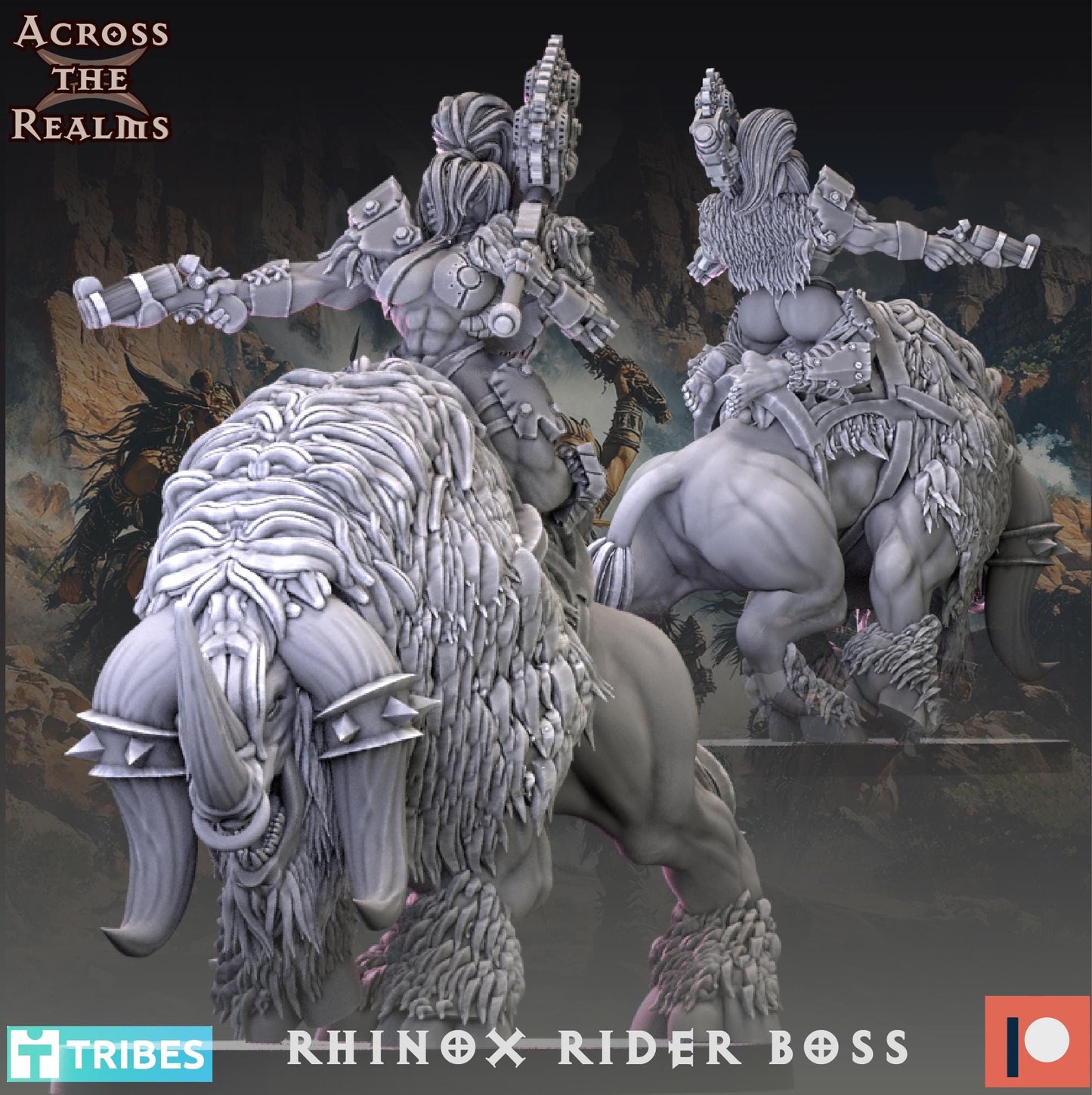 Orc Rhinox Rider Boss Pinup by Across the Realms Miniatures
