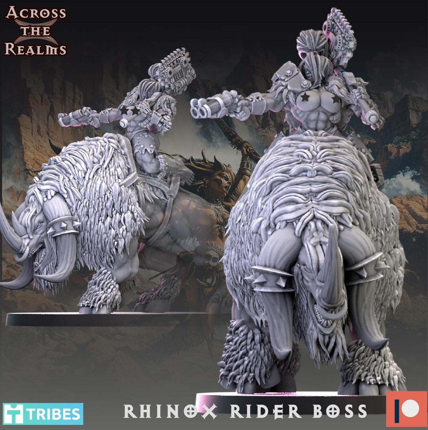 Orc Rhinox Rider Boss Pinup by Across the Realms Miniatures