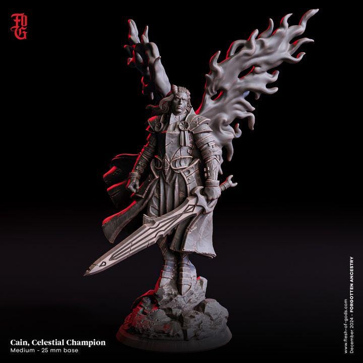Cain, Celestial Champion from "Forgotten Ancestry" by Flesh of Gods Miniatures
