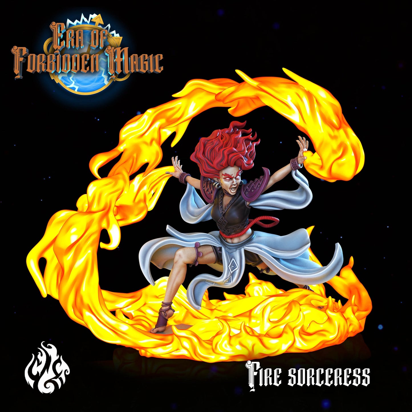 Fire Sorceress from "Era of Forbidden Magic" by Crippled God Foundry Miniatures