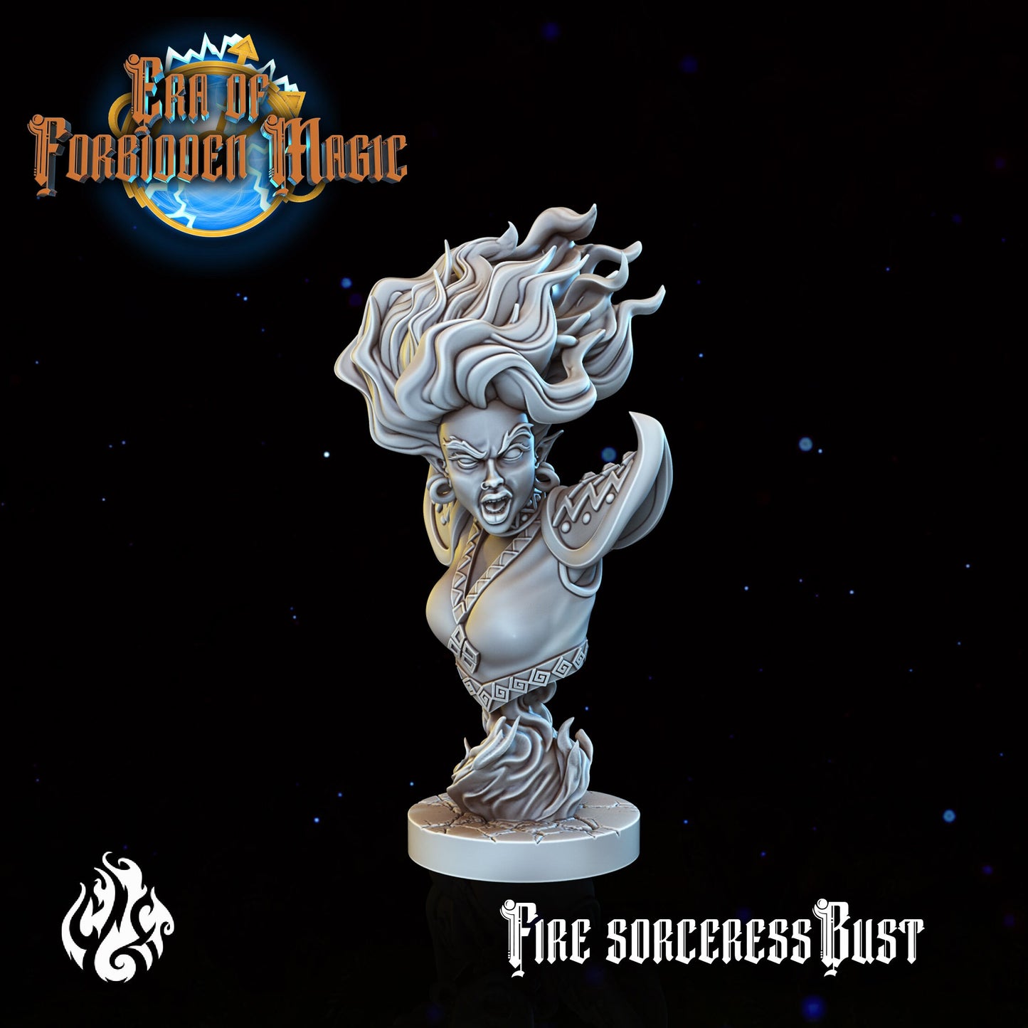 Fire Sorceress from "Era of Forbidden Magic" by Crippled God Foundry Miniatures